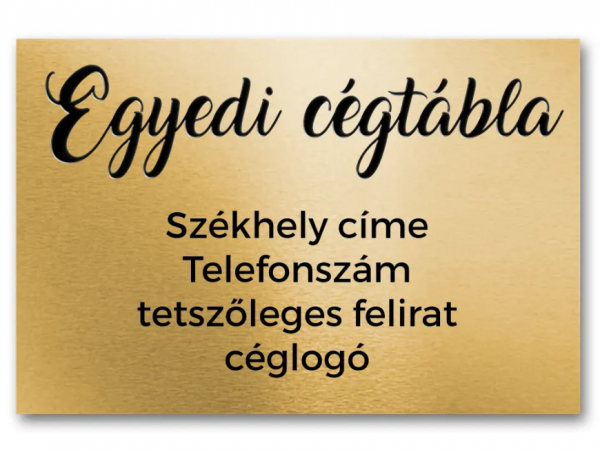 Egyedi névtábla lépcsőházi 4 x 10 cm méretben arany